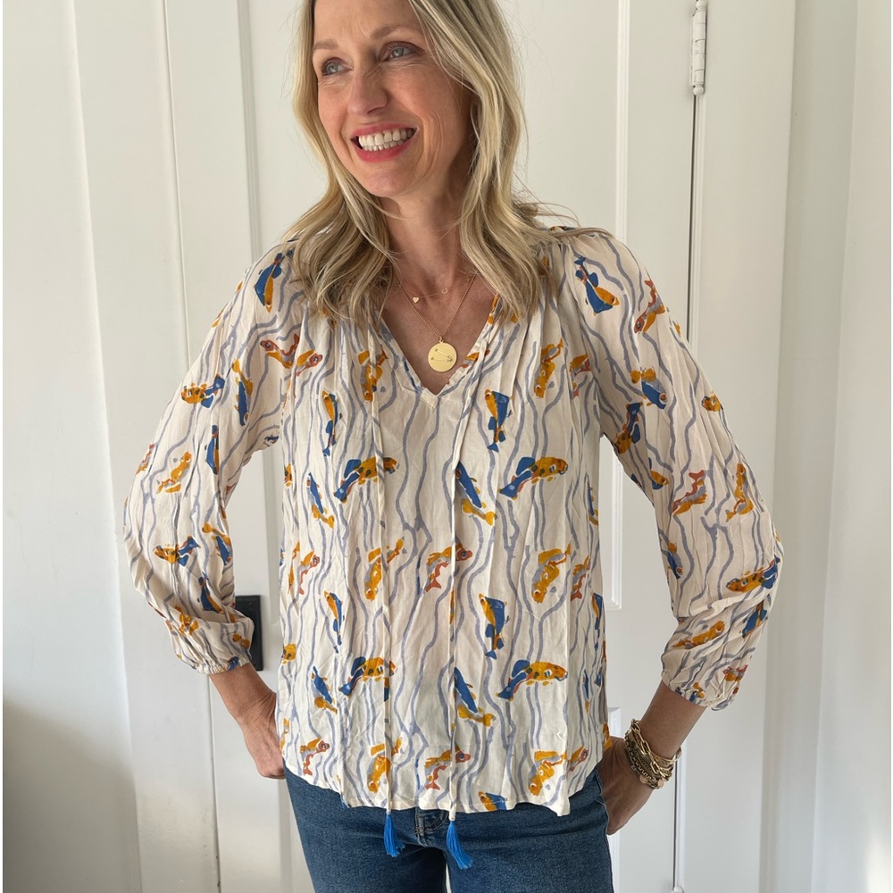 Natalie Martin flowy shirt with fish print